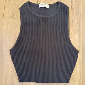 Babaton Sculpt Knit Crop Top (Charcoal Grey)